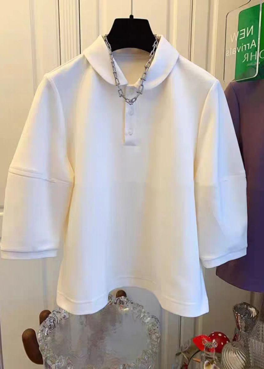 Französische lila Peter-Pan-Kragen-Patchwork-Baumwolltops Frühling