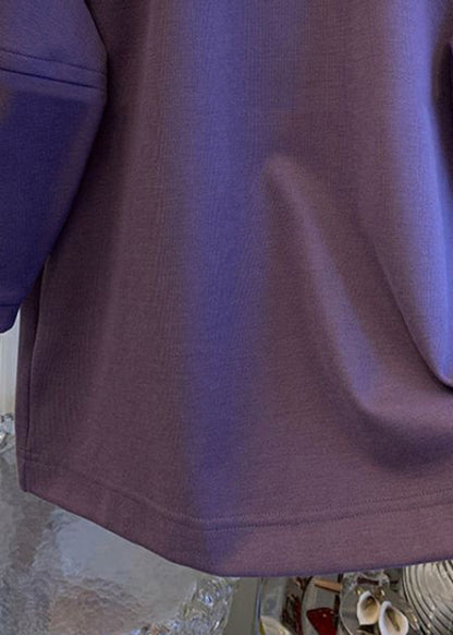 Französische lila Peter-Pan-Kragen-Patchwork-Baumwolltops Frühling