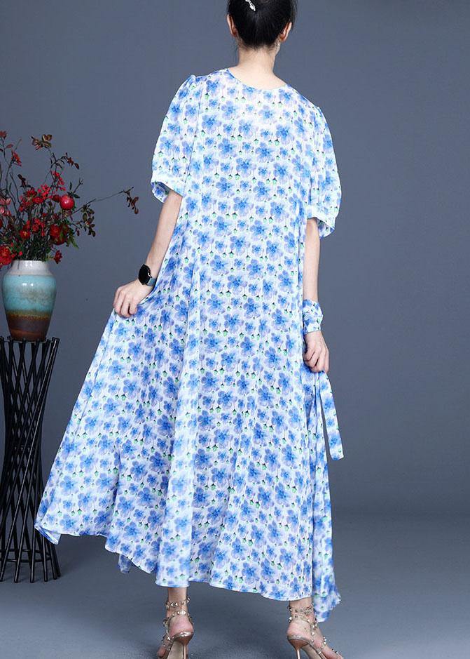 French Purple Print Summer Ramie Party Dresses - SooLinen