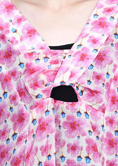 French Purple Print Summer Ramie Party Dresses - SooLinen