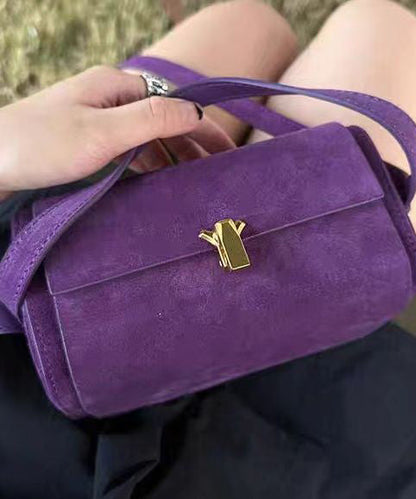 French Purple Suede Versatile Cross Body Bag