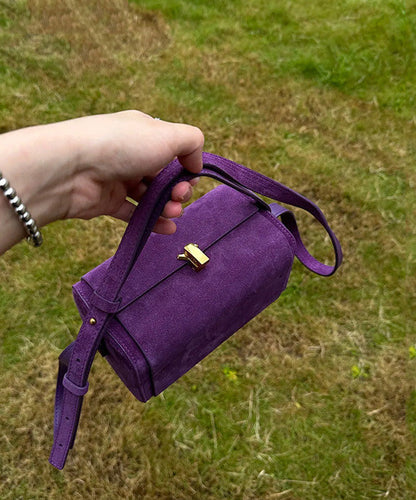 French Purple Suede Versatile Cross Body Bag