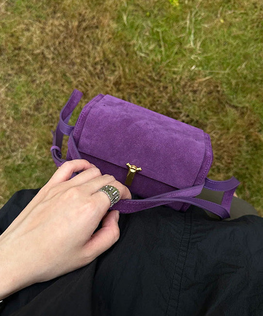 French Purple Suede Versatile Cross Body Bag