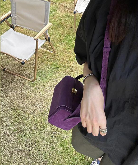French Purple Suede Versatile Cross Body Bag