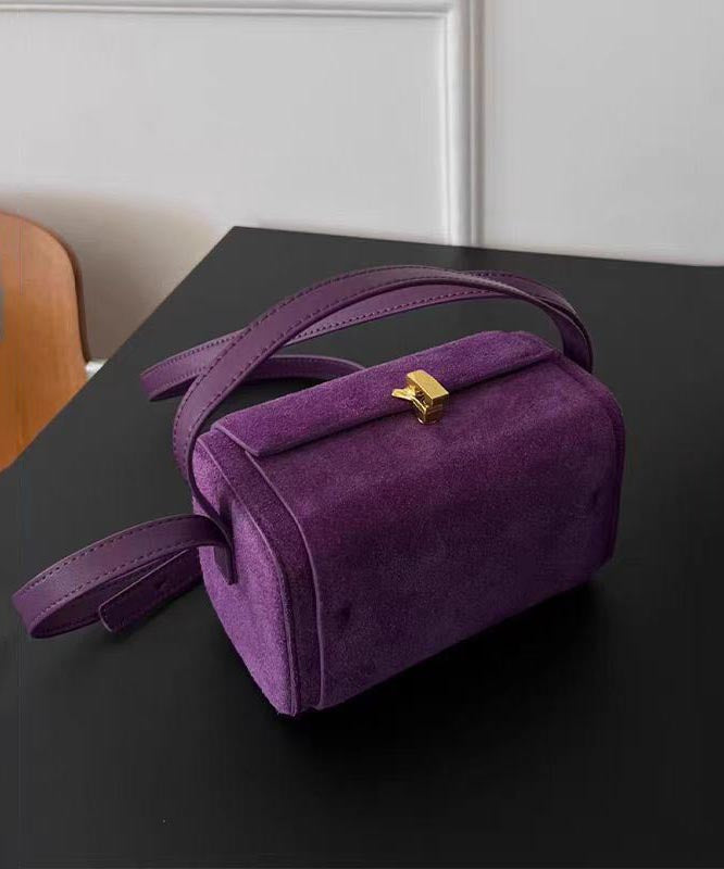 French Purple Suede Versatile Cross Body Bag