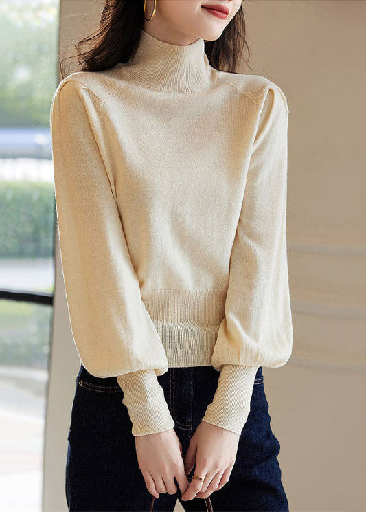 Französischer roter hochgeschlossener warmer Kaschmirpullover für den Winter