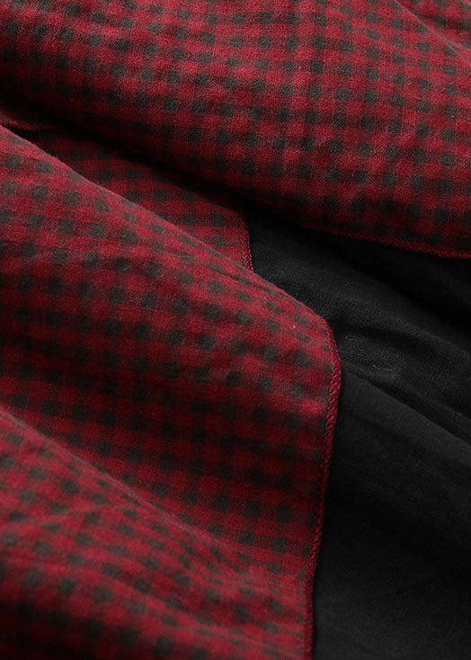 Französisch Rot kordelzug Asymmetrische Patchwork Rock Frühling