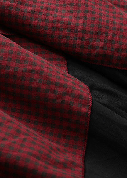 Französisch Rot kordelzug Asymmetrische Patchwork Rock Frühling