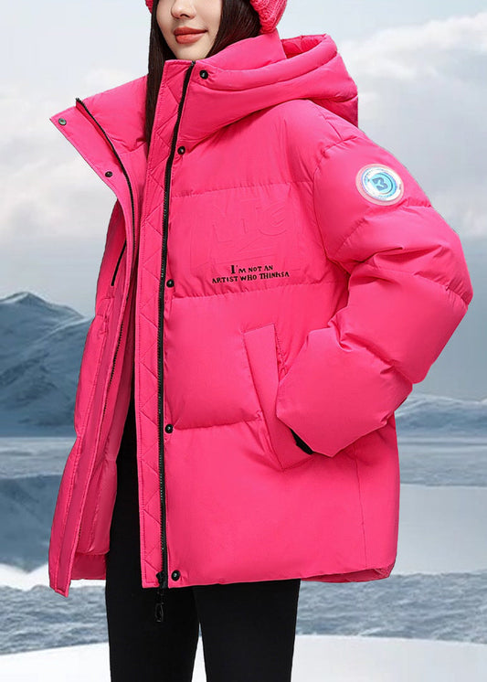 French Rose Oversized Thick Duck Down Winter Coats Winter