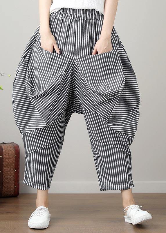 French Striped Harem Oversize Pants Trousers Summer - SooLinen