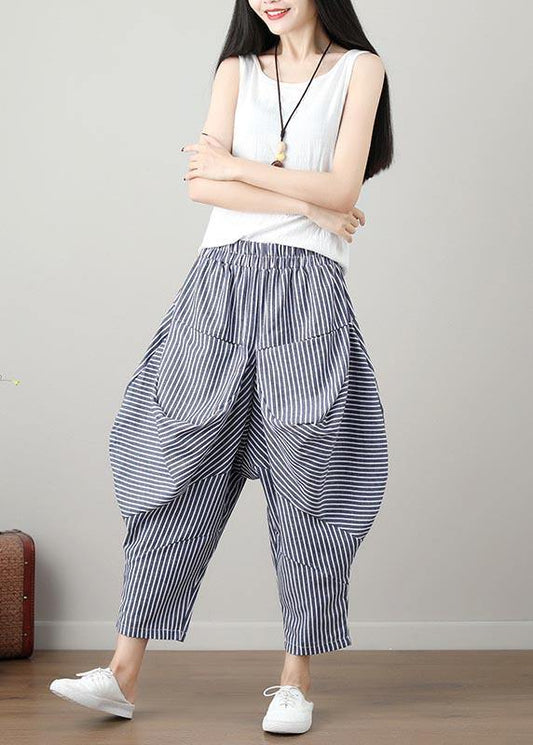 French Striped Harem Oversize Pants Trousers Summer - SooLinen