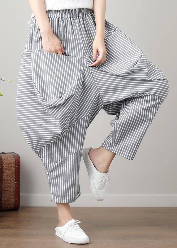 French Striped Harem Oversize Pants Trousers Summer - SooLinen