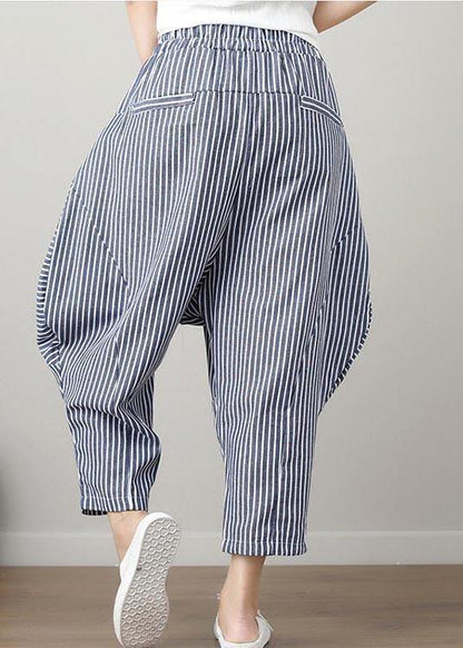French Striped Harem Oversize Pants Trousers Summer - SooLinen