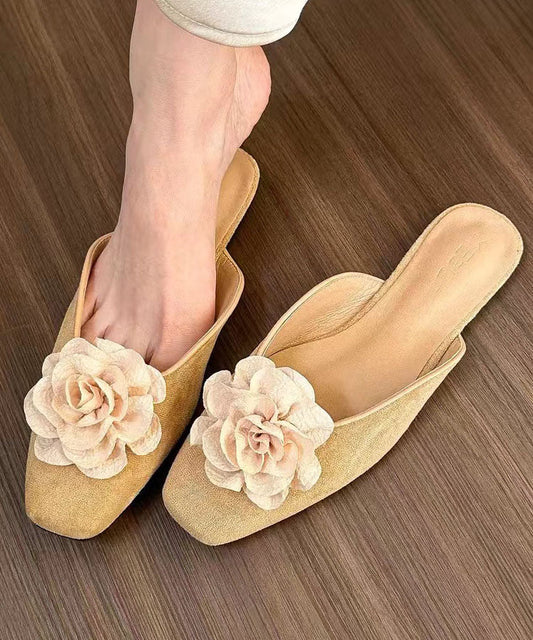Vielseitige, bequeme Sandalen mit apricotfarbenem Blumenmuster in French-Optik