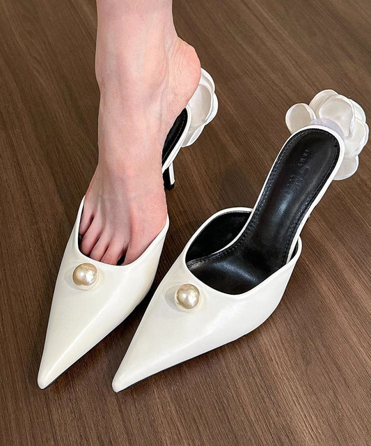 Vielseitige französische Sandalen mit spitzen Perlen und Stiletto-Absätzen
