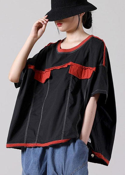 French White Cotton Shirt Tops Summer Short Sleeve - SooLinen