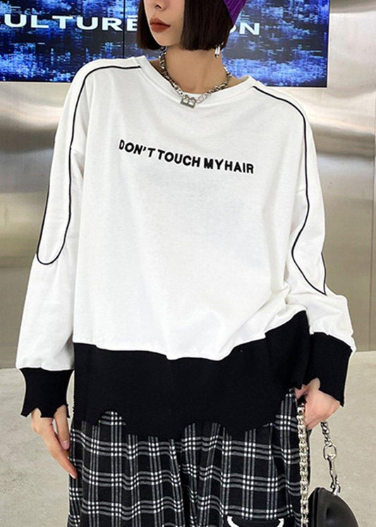 French White Patchwork Embroideried Shirt Tops Long sleeve Spring - SooLinen