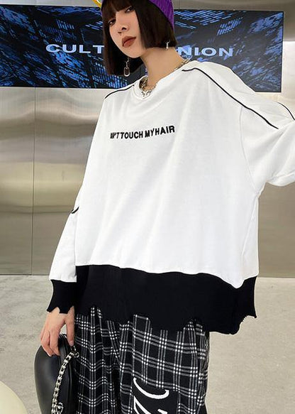 French White Patchwork Embroideried Shirt Tops Long sleeve Spring - SooLinen