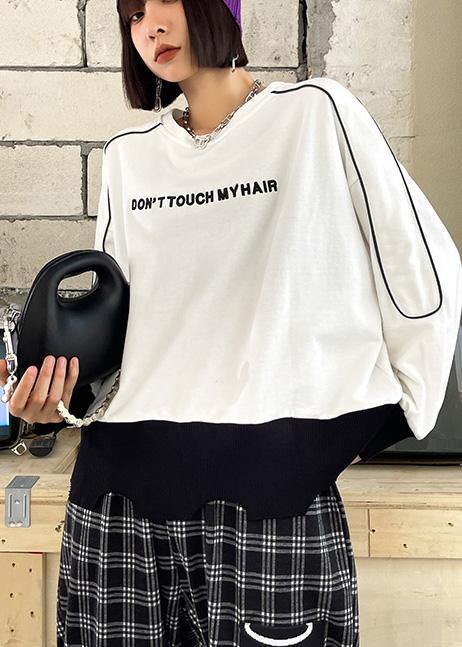 French White Patchwork Embroideried Shirt Tops Long sleeve Spring - SooLinen