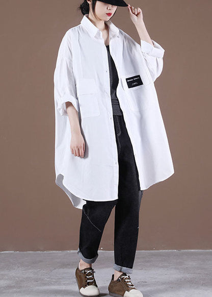 Französische weiße PeterPan-Kragentaschen, lässige Herbst-Langarmblusen