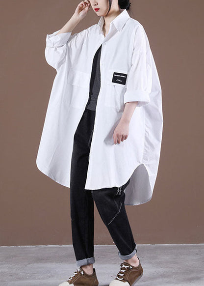 Französische weiße PeterPan-Kragentaschen, lässige Herbst-Langarmblusen