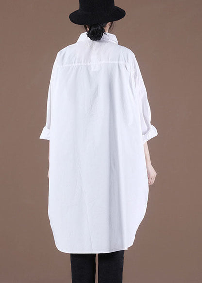 Französische weiße PeterPan-Kragentaschen, lässige Herbst-Langarmblusen