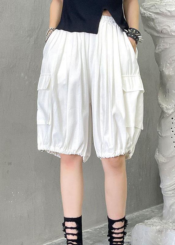 French White Pockets hot lantern Pants - SooLinen