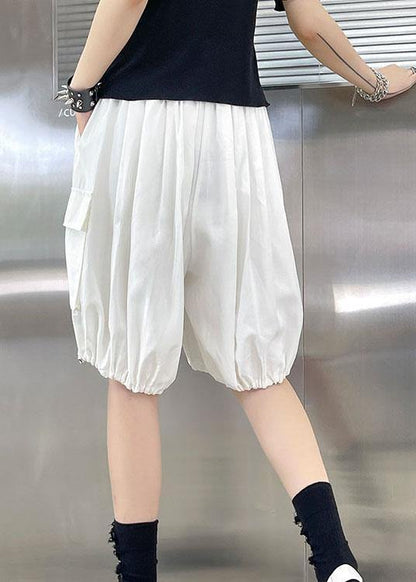 French White Pockets hot lantern Pants - SooLinen