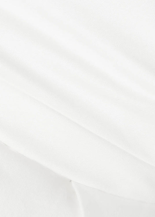 Französisches weißes Puffärmel-Top aus zerknitterter Baumwolle, Frühling