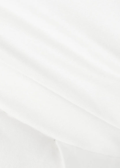 Französisches weißes Puffärmel-Top aus zerknitterter Baumwolle, Frühling