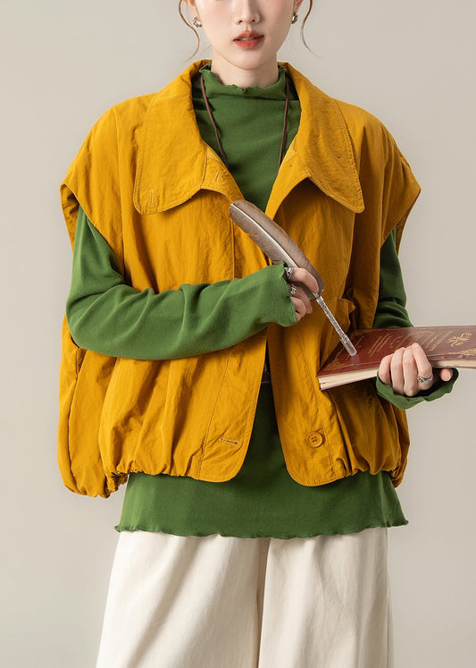 Chalecos de algodón con bolsillos extragrandes en amarillo francés para primavera