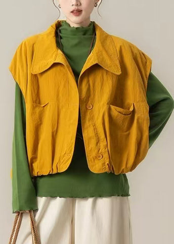Chalecos de algodón con bolsillos extragrandes en amarillo francés para primavera