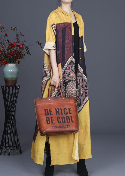 French Yellow Silk Long Spring Dress - SooLinen