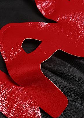 French black cotton dress o neck A Line patchwork Dress - SooLinen