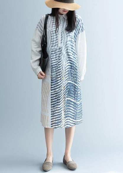 French black striped clothes Women lapel patchwork short Dress - SooLinen