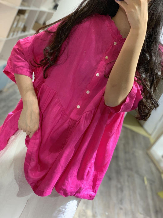 French bracelet sleeved linen top silhouette Christmas Gifts white shirt fall - SooLinen