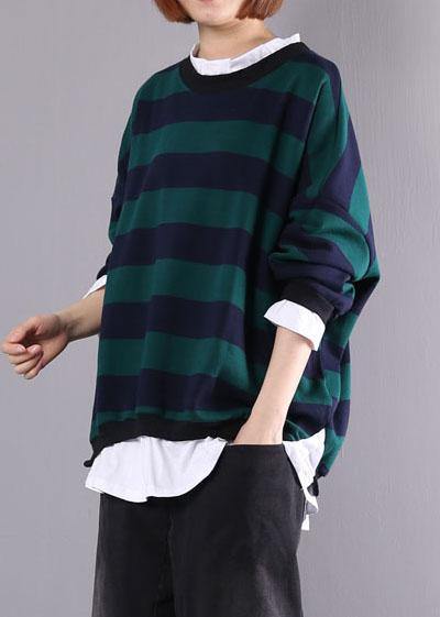 French false two pieces cotton box top Sewing green blouses autumn - SooLinen