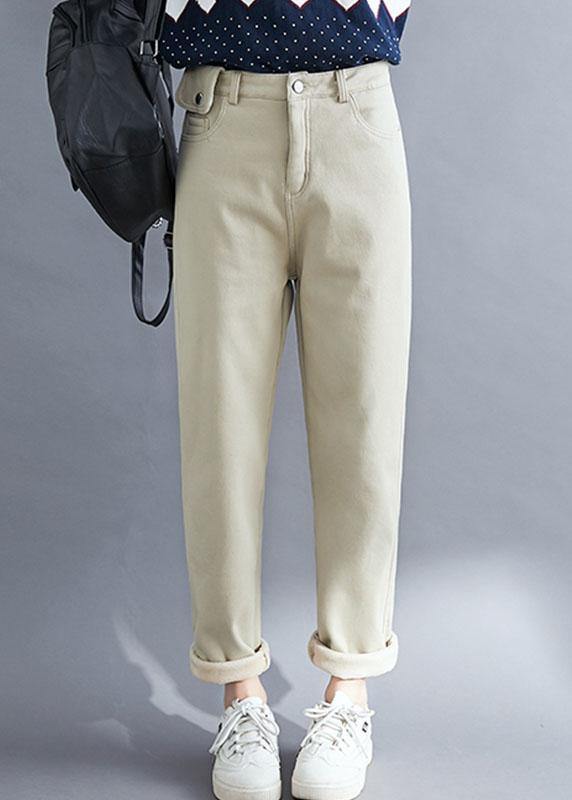 French khaki trousers trendy plus size spring pockets pattern shorts - SooLinen