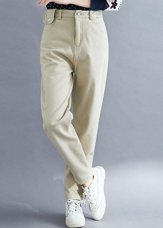 French khaki trousers trendy plus size spring pockets pattern shorts - SooLinen