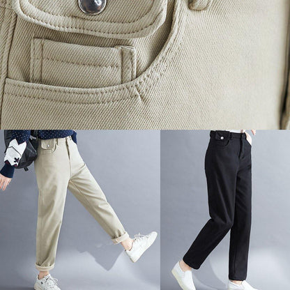 French khaki trousers trendy plus size spring pockets pattern shorts - SooLinen