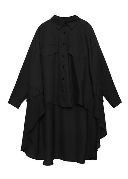 French lapel asymmetric tunics for women Neckline army green Dresses - SooLinen