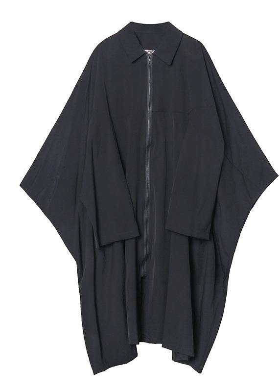 French lapel zippered Fashion crane coats white Midi women coats - SooLinen