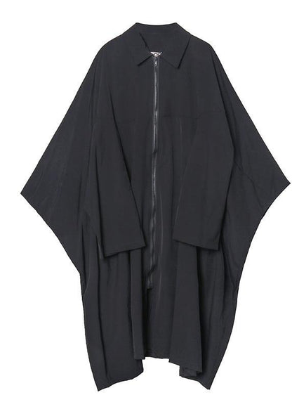 French lapel zippered Fashion crane coats white Midi women coats - SooLinen