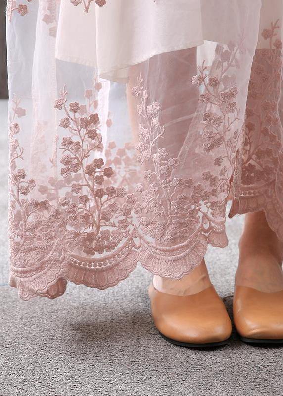 French linen Long Shirts Omychic Literary Embroidery Splicing Long Knitted Coat - SooLinen