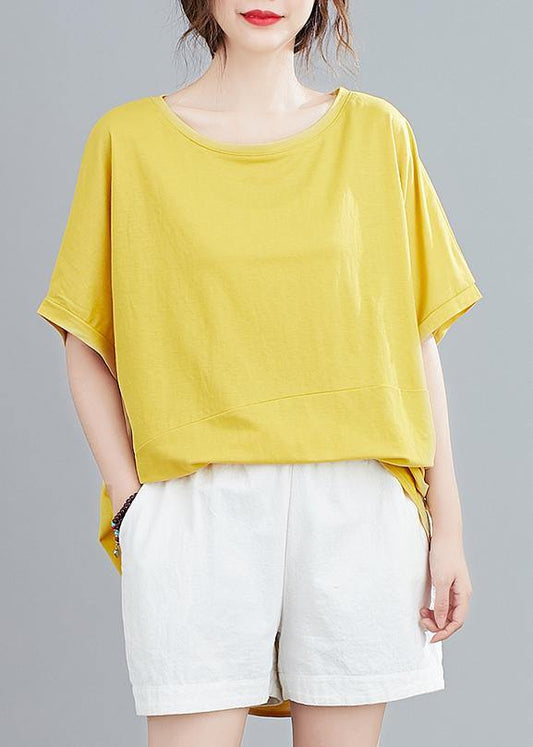 French o neck Batwing Sleeve women blouses Neckline yellow blouse - SooLinen