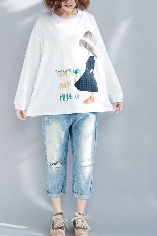 Französisch o neck langarm baumwolle kleidung Bio-Stoffe weiße bluse frühling