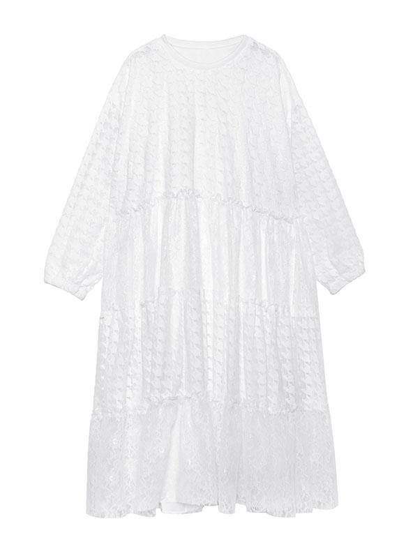 French o neck patchwork lace clothes Women Photography black long Dresses - SooLinen