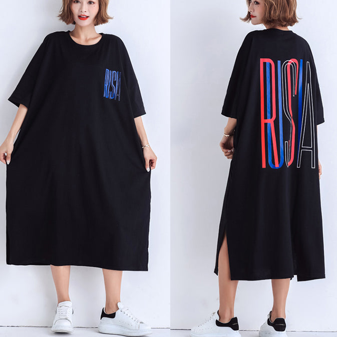 Französisches Leinen-Outfit mit seitlich offenem Rundhalsausschnitt und schwarzen Ärmeln aus dem 18. Jahrhundert, Alltagskleid, Sommer