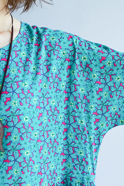 Französisch o neck Cinched baumwolle kleid 2019 design gelb druck A Linie Kleider Sommer