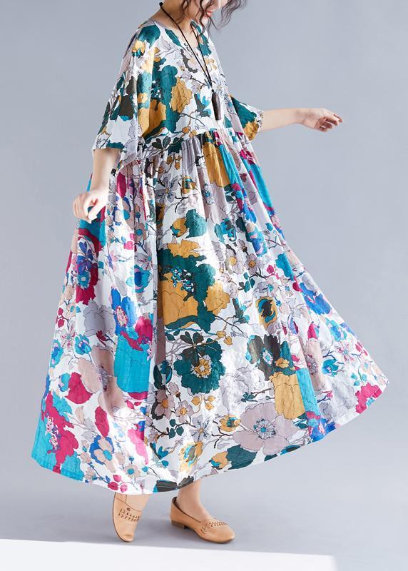 Französischer O-Ausschnitt, gerafftes Patchwork, Chiffon-Roben, pakistanischer Ärmeldruck, Maxikleid, Sommer